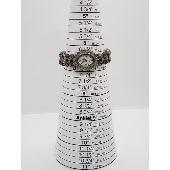 YLQ Women's dress watch. Beaded band with jeweled bevel - Picture 7 of 7